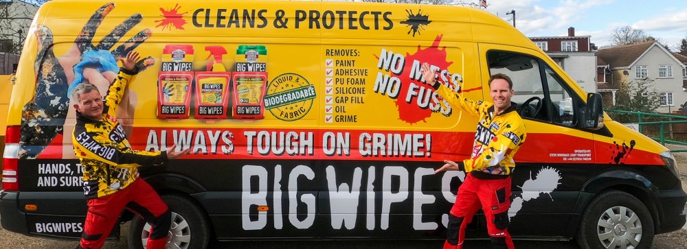 Big Wipes yellow red black branded van