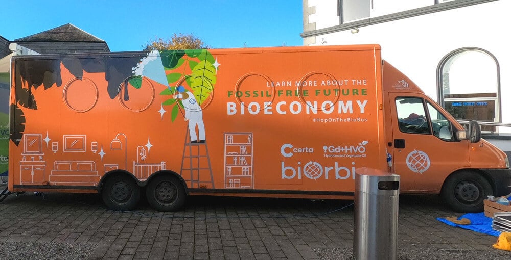 The BiOrbic van with sustainable, eco-friendly vehicle wrapping.