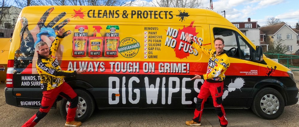 Bigwipes yellow and black branded sprinter van