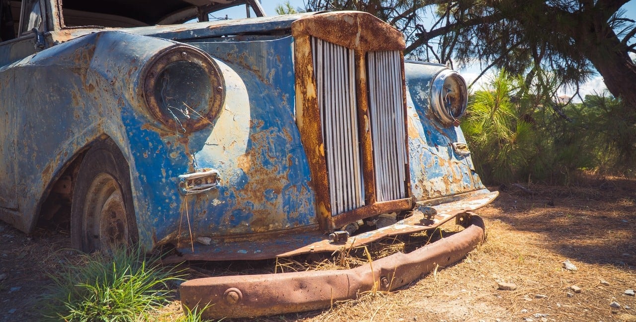 A rusted vehicle
