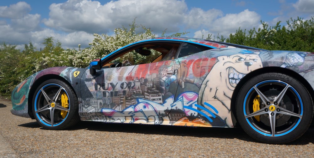 Ferari-urban-art-Gumball-3000-Rally-Supercar-Wrap-Raccoon