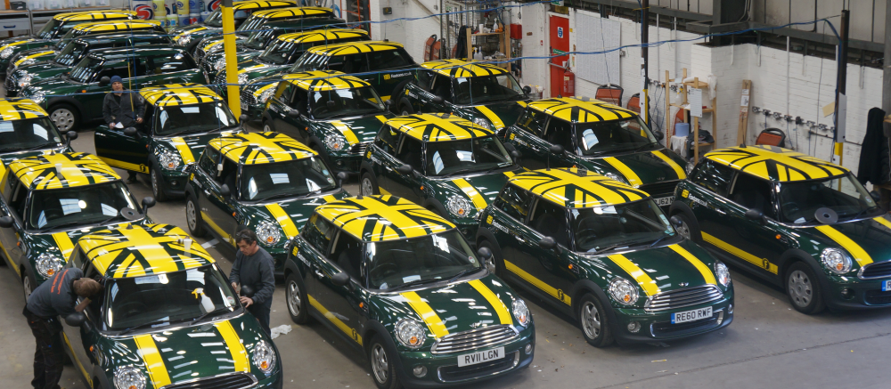 Foxtons minis fleet wrap green yellow