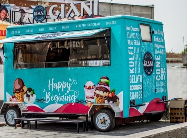 Food Truck Finance - Turquoise Ice Cream Truck