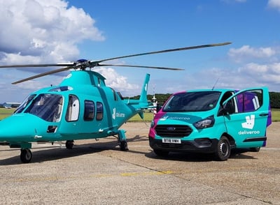 Deliveroo helicopter and van wrap
