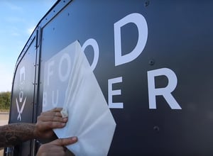 Applying decals to a vehicle for FoodBusker project