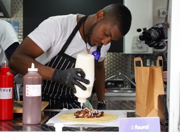 Chicken jerk dish being served from Food Fusion 95 street food truck