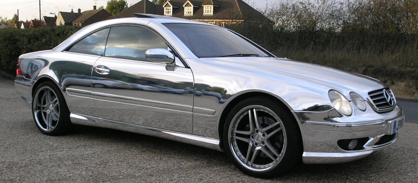 Silver mirror chrome Mercedes car wrap