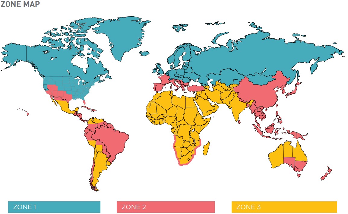 Arlon global warranty zone map