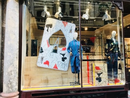 Vivienne Westwood's eco-friendly shop display, made from Re-board.