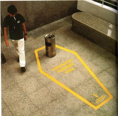 coffin floor graphic anti smoking Singapore