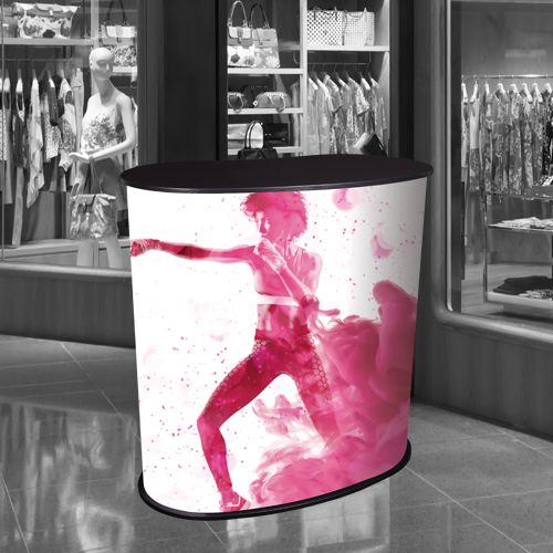 Experiential Retail_pink pop-up curved counter