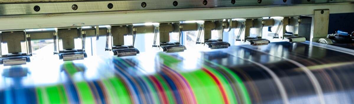 Eco-Friendly Printing - Large format ink printing in action