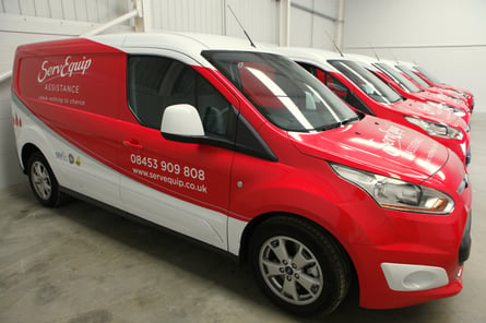 servequip fleet wrap red white vinyl finish