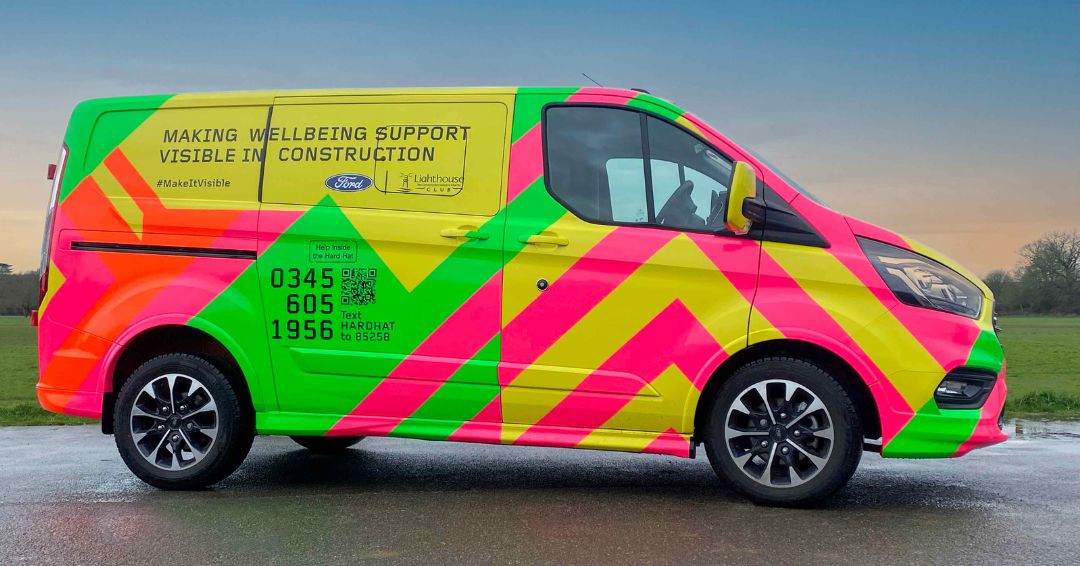 Ford-transit-custom-vehicle-graphics-cost-green-pink-yellow-Raccoon