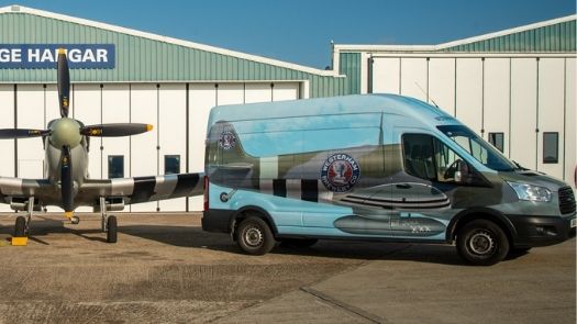 Example of a commercial van with branded wrap to help with marketing activity