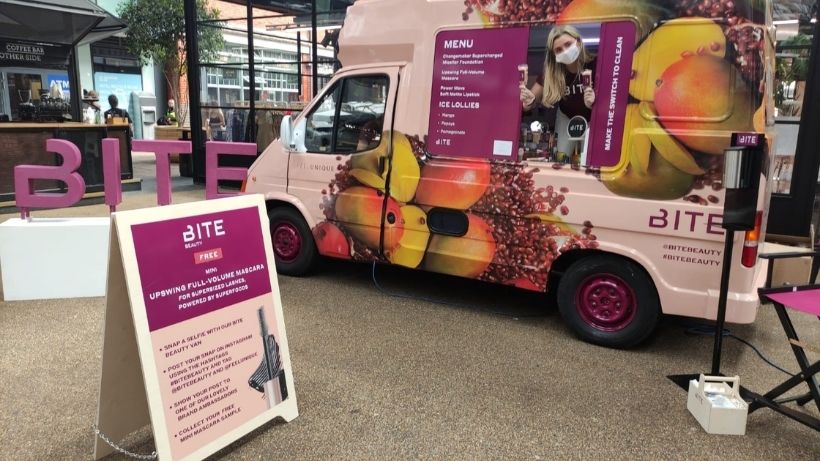 Outdoor branding ideas for businesses - an ice cream van with prop and signage