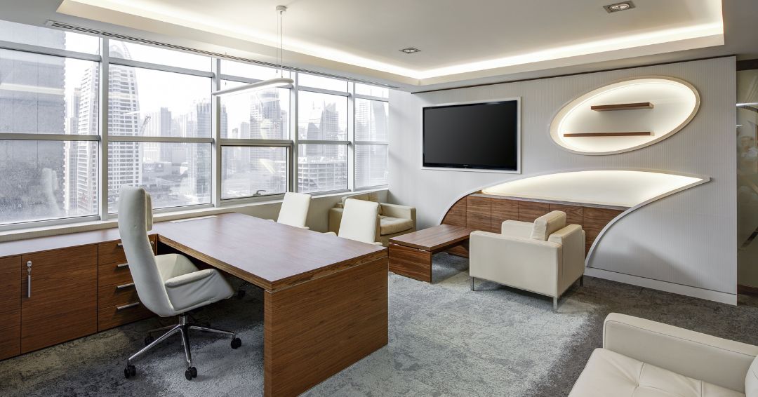 Office design white brown neutral
