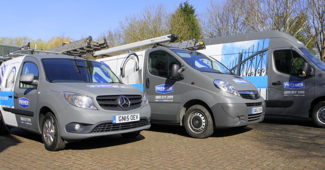 Grey White premier Alarms Van Fleet Wraps